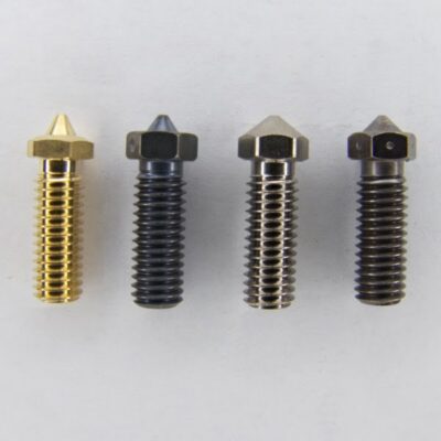 Übersicht von Volcano Düsen aus Messing, Stahl, Kupfer Nickel und E3D Nozzle X
